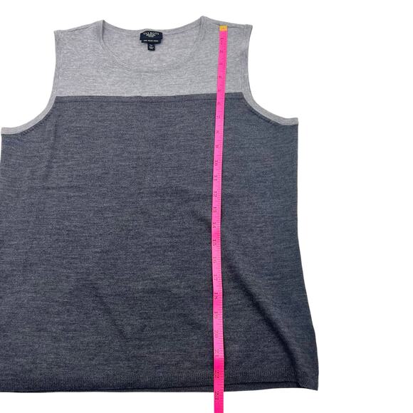 Talbots Womens Gray Color Block Italian Merino Wool Cardigan Work Twin Set Sz LP - Picture 12 of 16